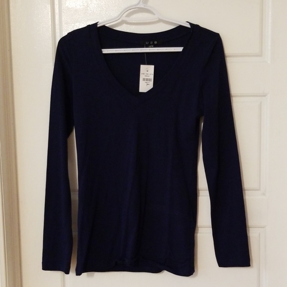 Tops - Bluenotes-Navy blue long sleeve top